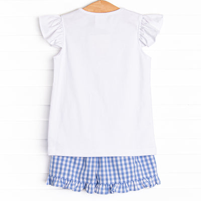 Fore Freedom Smocked Ruffle Short Set, Blue