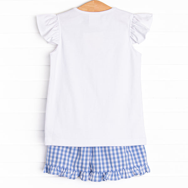 Fore Freedom Smocked Ruffle Short Set, Blue