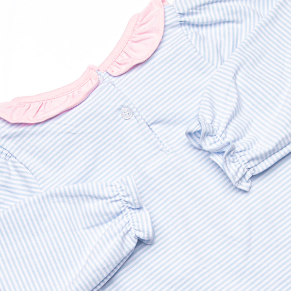 Classic Carousel Applique Legging Set, Blue Stripe