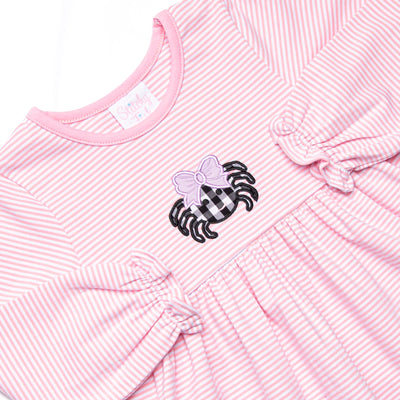 Creepy Crawler Applique Dress, Pink