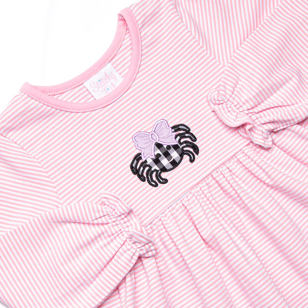 Creepy Crawler Applique Dress, Pink