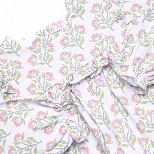 Pick Me Petals Ruffle Bib Diaper Set, Pink