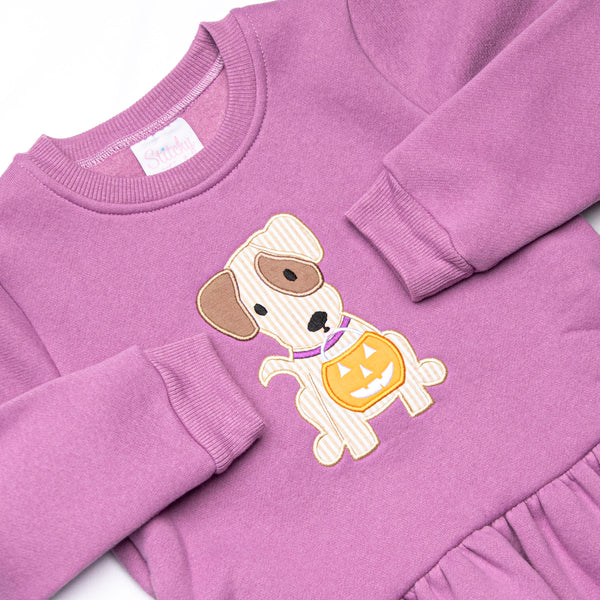 Haunted Hound Applique Sweatshirt Legging Set, Purple