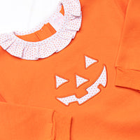Cozy Carving Applique Sweatshirt Ruffle Bubble, Orange