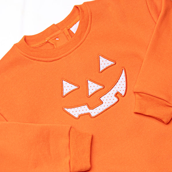 Cozy Carving Applique Sweatshirt Bubble, Orange
