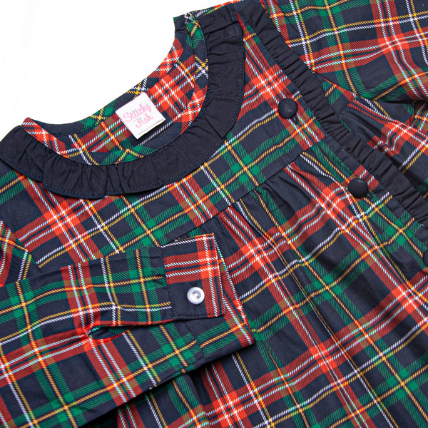 Timeless Tartan Long Sleeve Diaper Set, Blue
