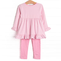 Jurassic Journey Applique Legging Set, Pink Stripe