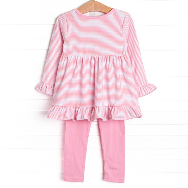 Jurassic Journey Applique Legging Set, Pink Stripe