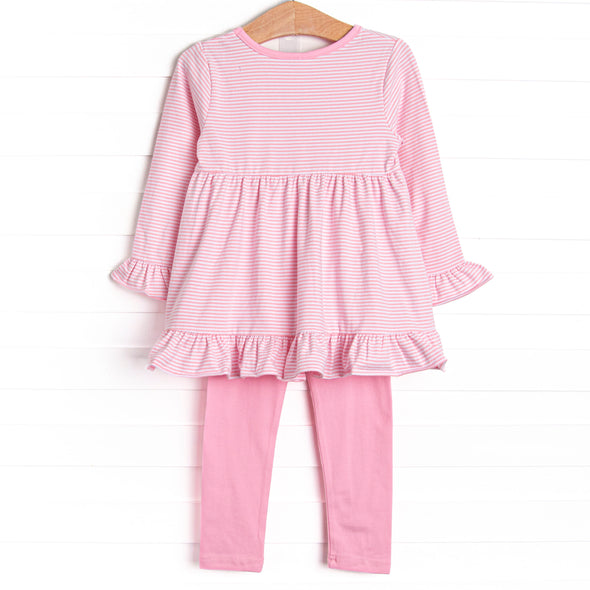 Jurassic Journey Applique Legging Set, Pink Stripe