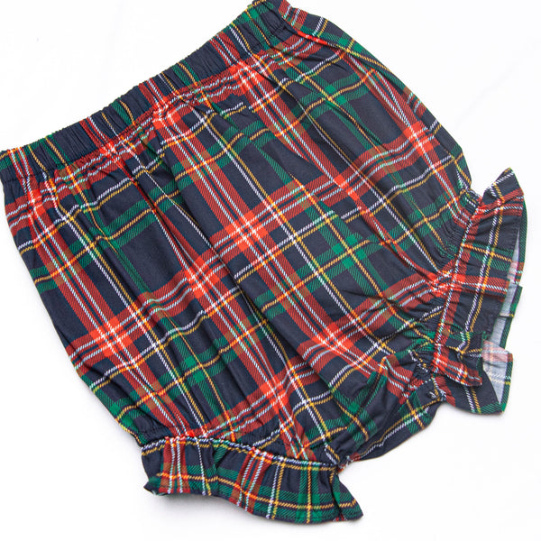 Timeless Tartan Long Sleeve Diaper Set, Blue