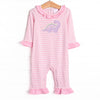 Jurassic Journey Applique Romper, Pink Stripe