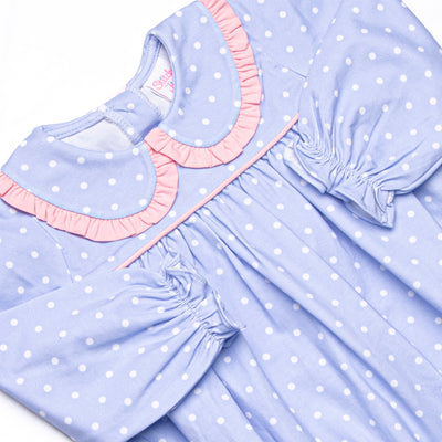 Periwinkle Polka Dot Collared Bubble, Blue