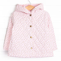 Quilted details, buttons down the front&nbsp;and a cozy hood.