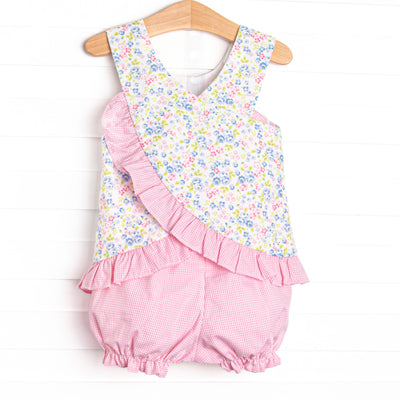 Gingham in the Garden Bloomer Set, Pink