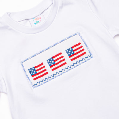 Salute The Flag Smocked Short Set, Blue