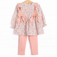 Berries and Bows Legging Set, Pink