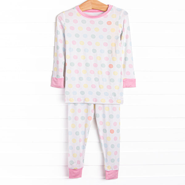 Dozing Off Dots Bamboo Pajama Set, Pink
