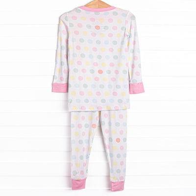Dozing Off Dots Bamboo Pajama Set, Pink