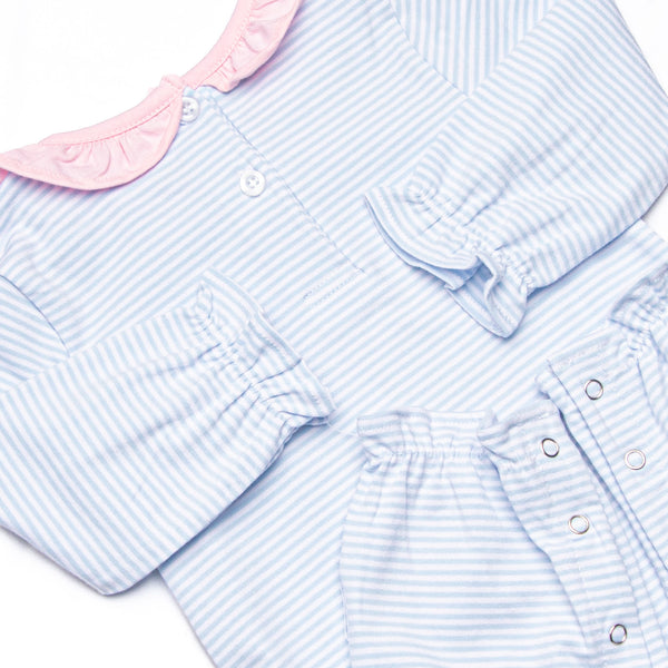 Classic Carousel Applique Romper, Blue Stripe