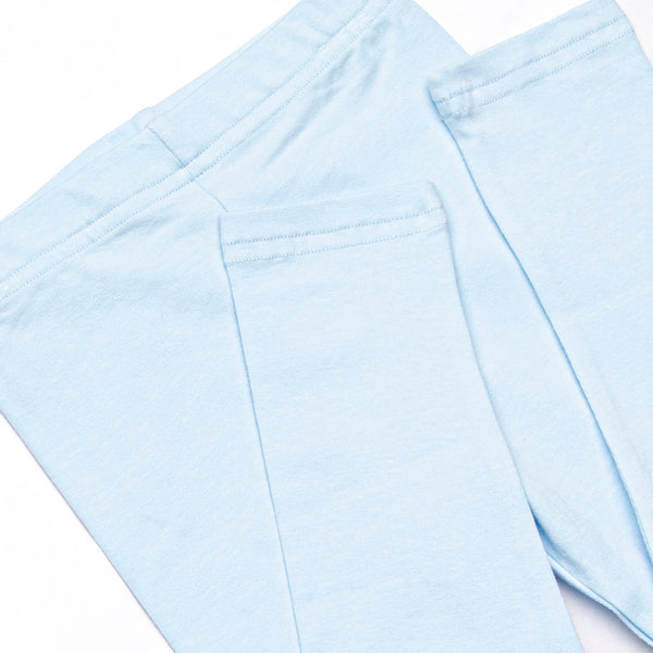 Tea For Two Applique Legging Set, Light Blue Stripe