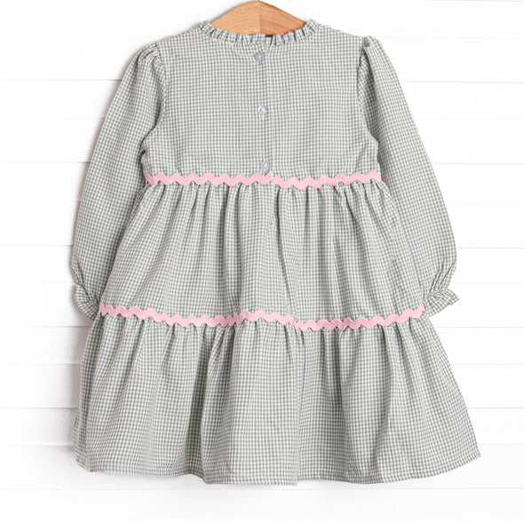 Schoolyard Sage Tiered Dress, Green