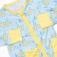 Submarine Sailor Bamboo Zippy Pajama, Blue