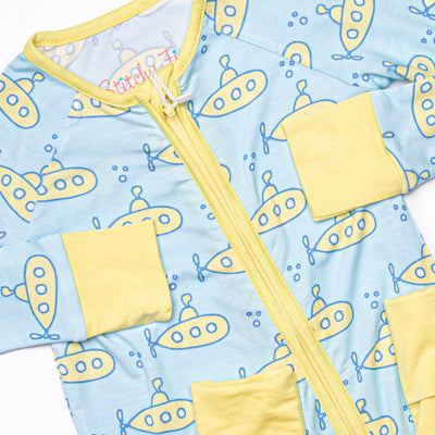 Submarine Sailor Bamboo Zippy Pajama, Blue
