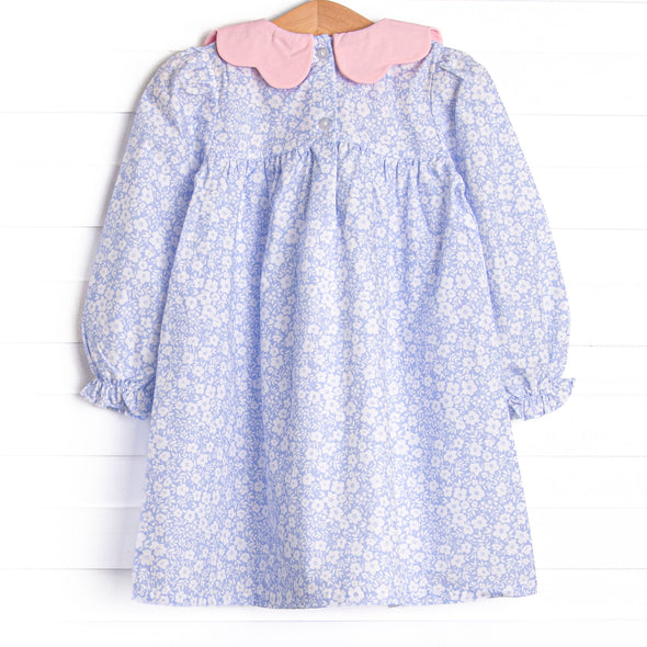 In the Moment Meadow Scalloped Collar Dress, Blue