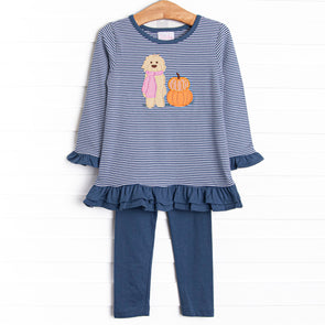 Autumn Fest Friend Applique Legging Set, Navy