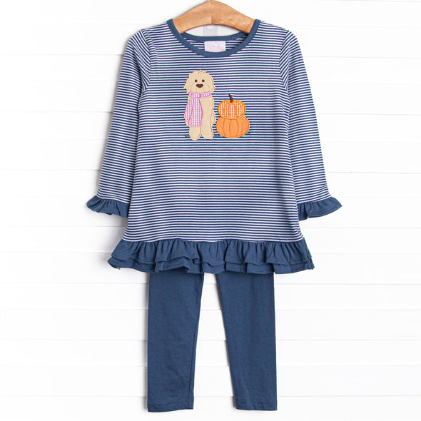 Autumn Fest Friend Applique Legging Set, Navy