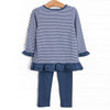 Autumn Fest Friend Applique Legging Set, Navy