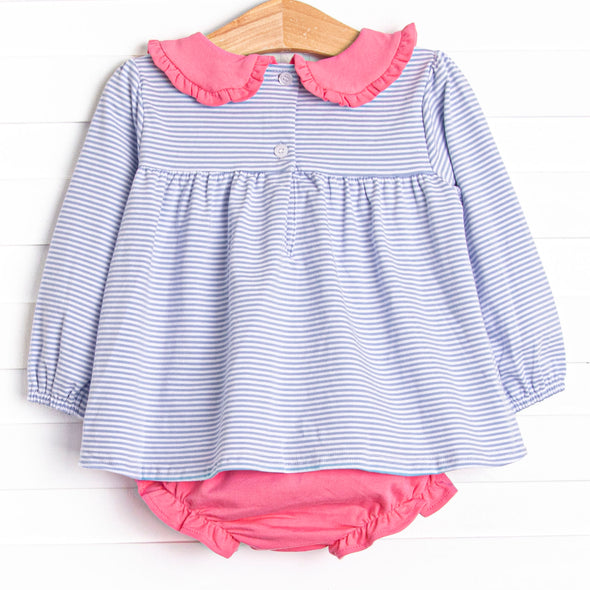 Lydia Diaper Set, Periwinkle Stripe