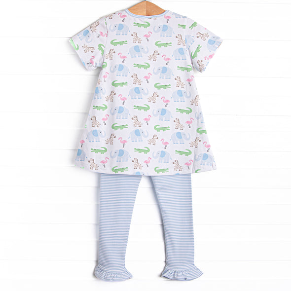 Zoo Park Pals Pocket Ruffle Legging Set, Blue