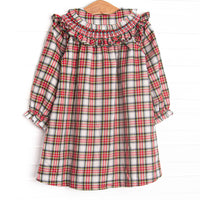 Bleu: Lenora Smocked Collared Dress, Red Tartan