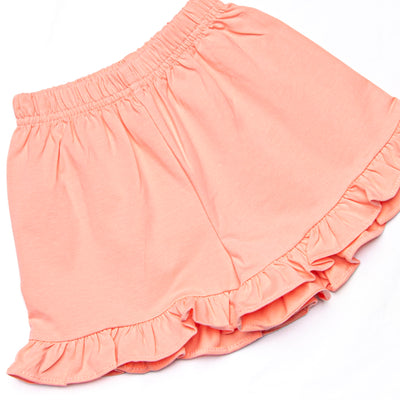 Jane Ruffle Short Set, Peach Stripe
