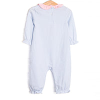 Classic Carousel Applique Romper, Blue Stripe