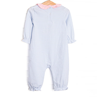 Classic Carousel Applique Romper, Blue Stripe