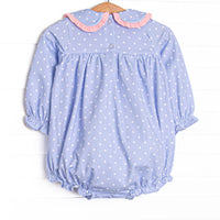 Periwinkle Polka Dot Collared Bubble, Blue