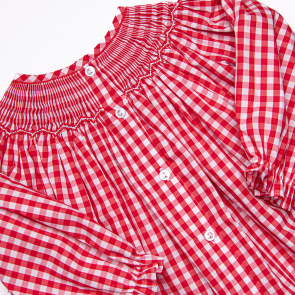 Ornamental Occasion Smocked Romper, Red