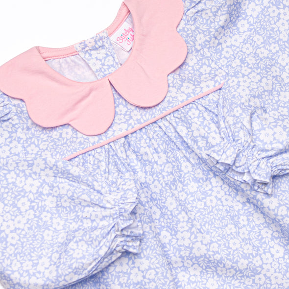 In the Moment Meadow Scalloped Collar Dress, Blue