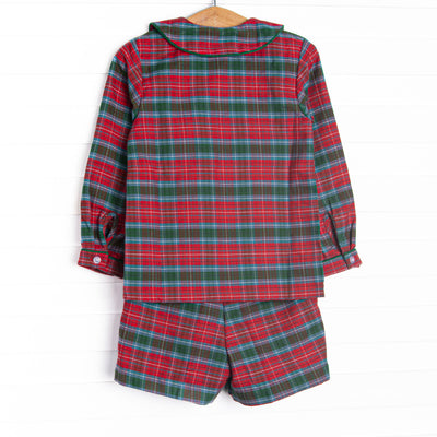 Bleu: Foster Long Sleeve Short Set, Red and Green Christmas Plaid