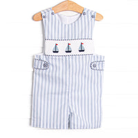 Bleu: Sullivan Sails Smocked Jon Jon, Blue Stripe