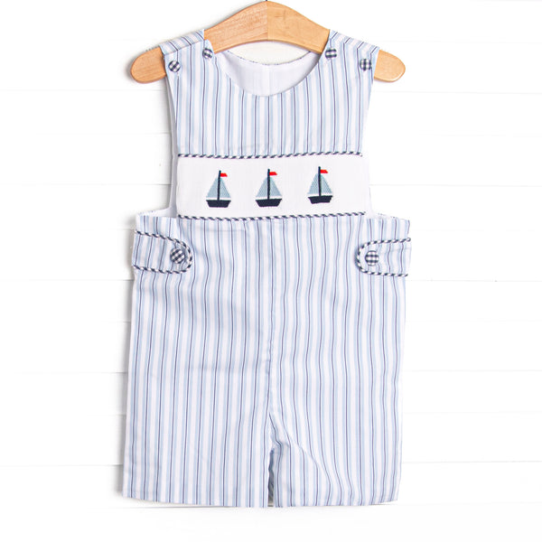 Bleu: Sullivan Sails Smocked Jon Jon, Blue Stripe