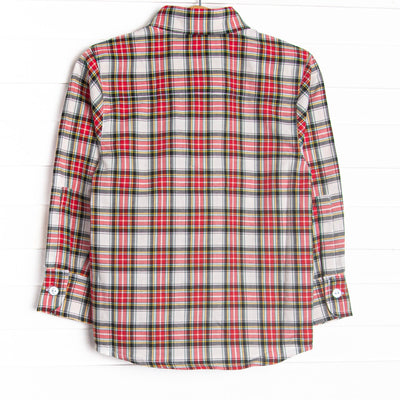 Bleu: Conrad Classic Button-Up Shirt, Red Tartan