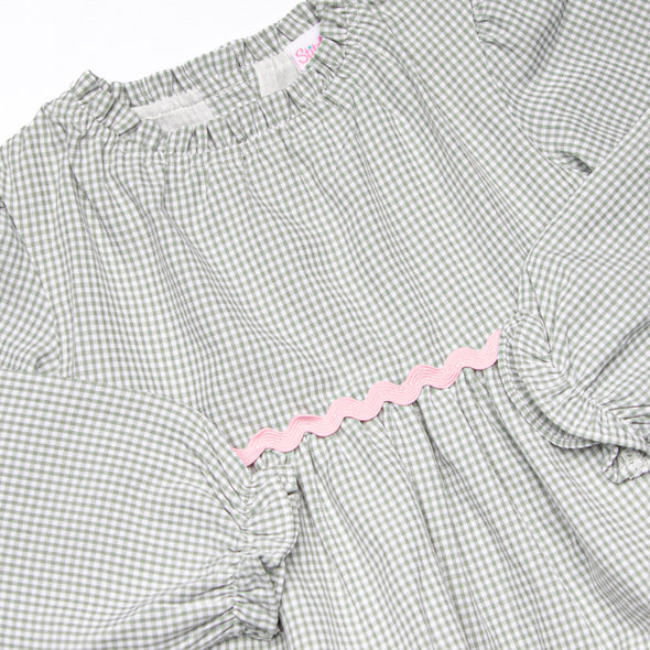 Schoolyard Sage Tiered Dress, Green