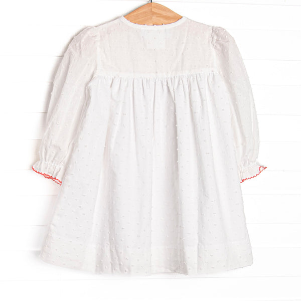 Bleu: Analise Embroidered Long Sleeve Dress, White Swiss Dot