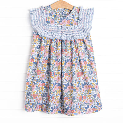 Bleu: Madeline Smocked Dress, Blue