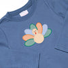 Turkey Blessings Applique Top, Blue