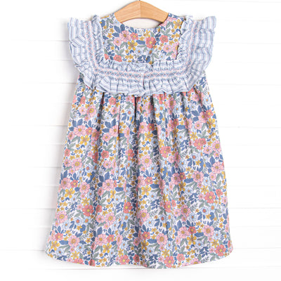 Bleu: Madeline Smocked Dress, Blue