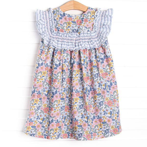 Bleu: Madeline Smocked Dress, Blue